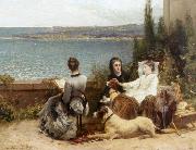 unknow artist Les dames de l'ete avec leur chien painting